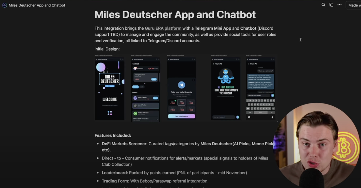 Miles Deutscher about Guru ERA App integration